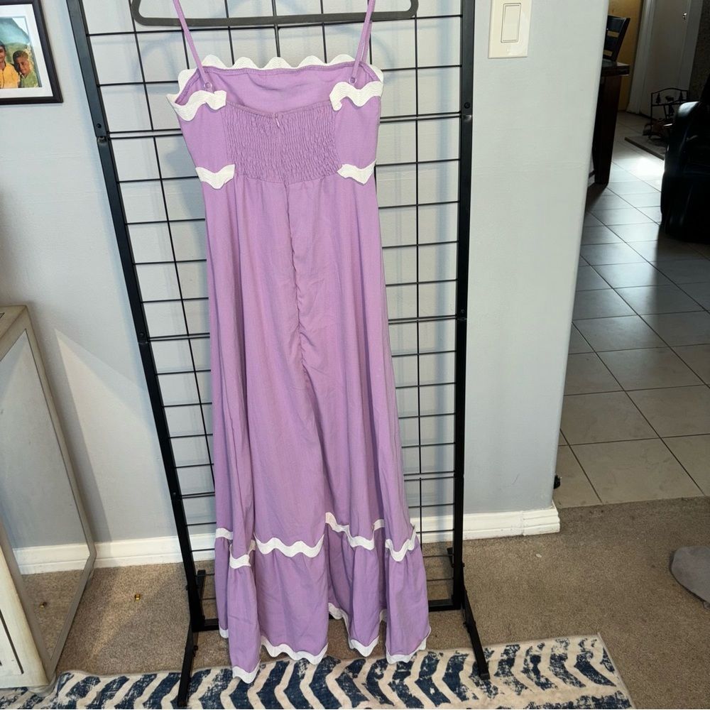 Sleeveless Lavender Maxi Dress With White Accents NWOT - Picture 4 of 13